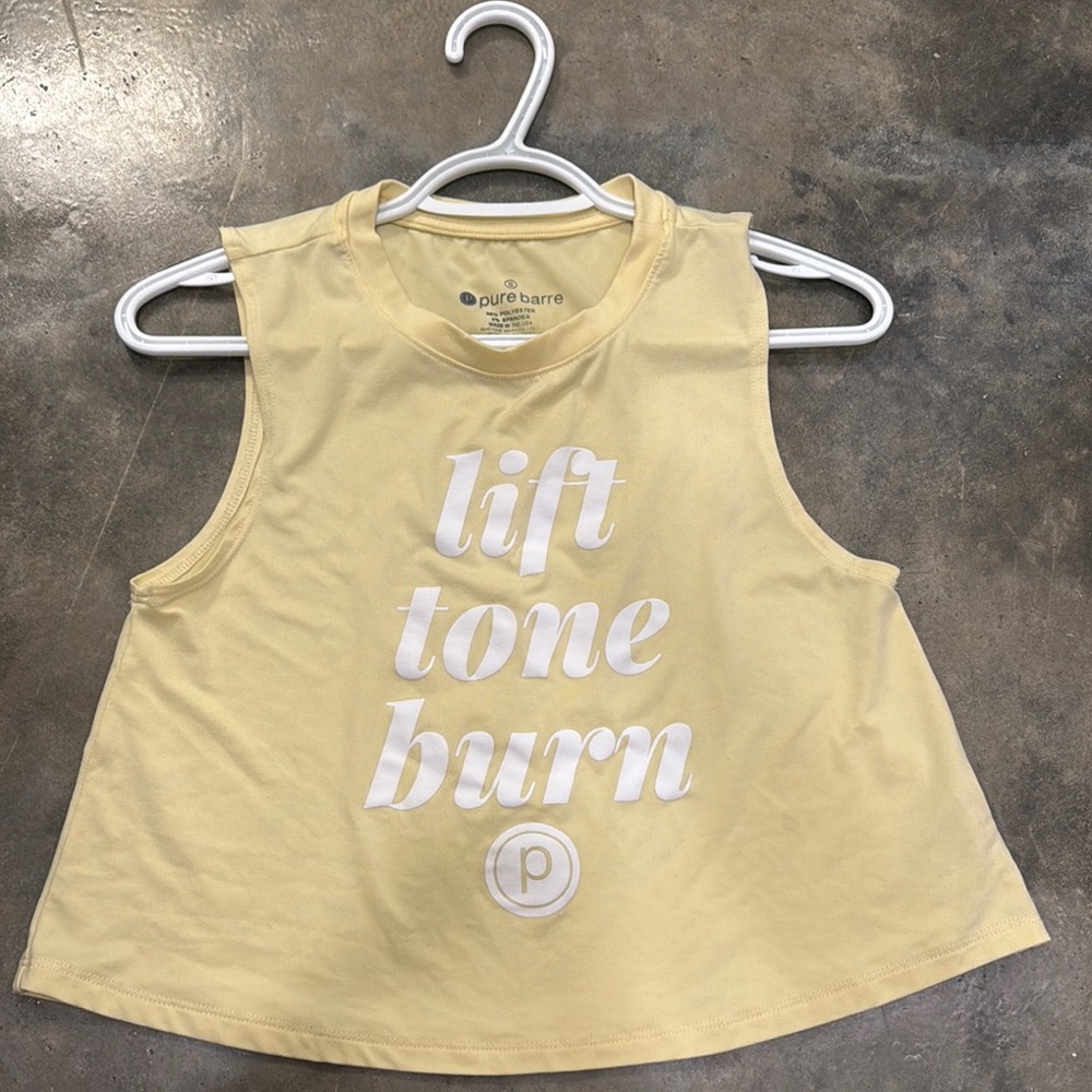 Pure Barre Yellow Sleeveless Muscle Tee Crop